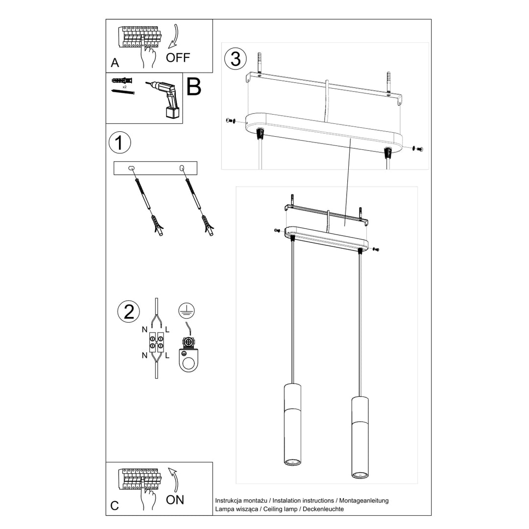 Lampa suspendata PABLO 2 alb SL.0629