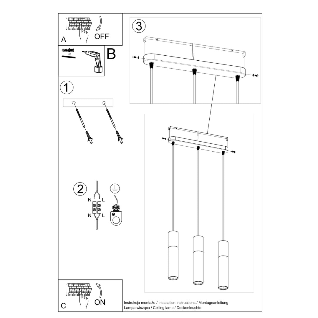 Lampa suspendata PABLO 3 alb SL.0630