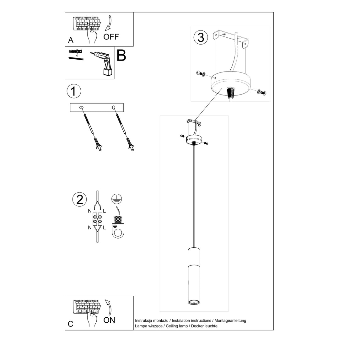 Lampa suspendata BORGIO 1 negru SL.0650