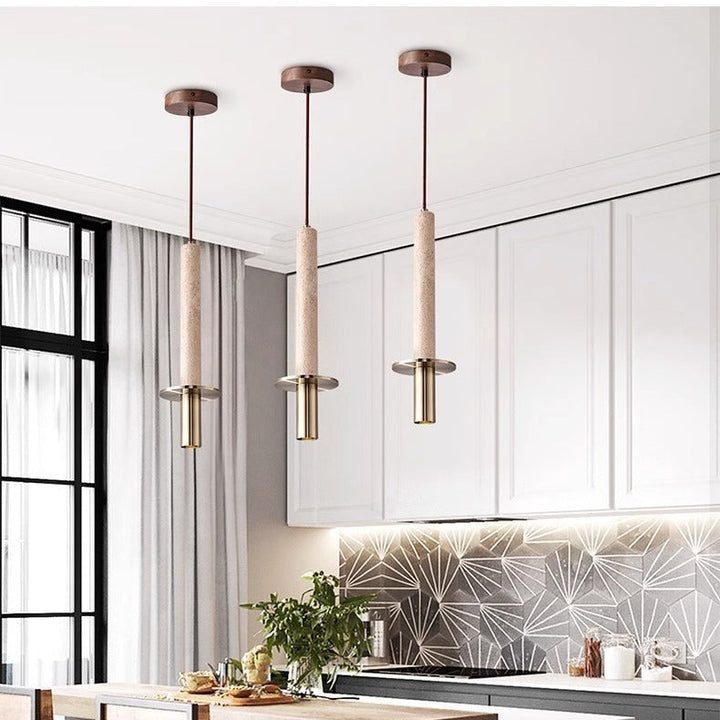 Pendul led design travertin Japandi