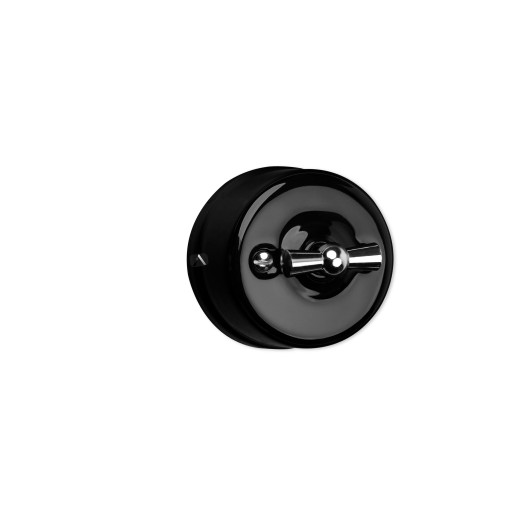 Intrerupator ceramic aparent dublu/interrupator negru cu buton argintiu