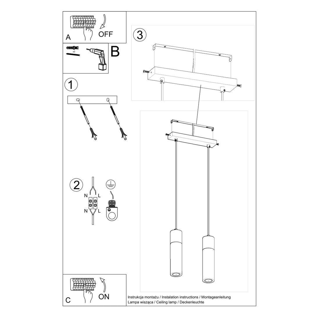 Lampa suspendata ZANE 2 gri SL.0966