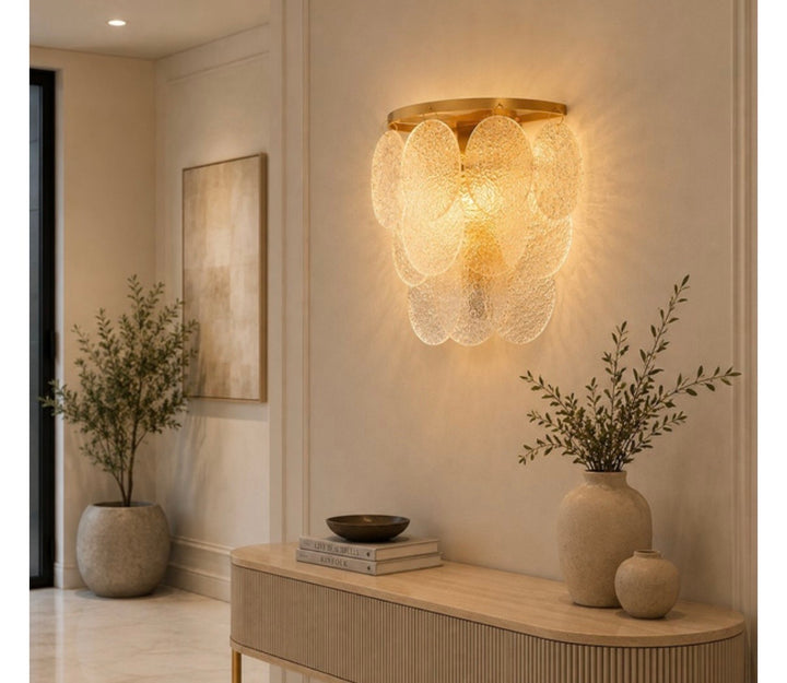 Aplica de perete aurie cu sticla rotunda opaca Fiore Gold 30cm