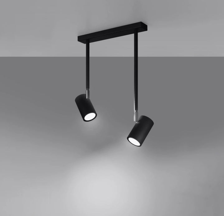 Plafoniera neagra cu 2 pendule pe tija Norano