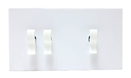 Panou dublu orizontal WAVE intrerupator dublu cap-scara / intrerupator simplu cap-scara alb mat