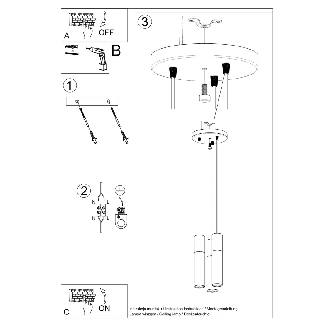 Lampa suspendata PABLO 3P alb SL.1013