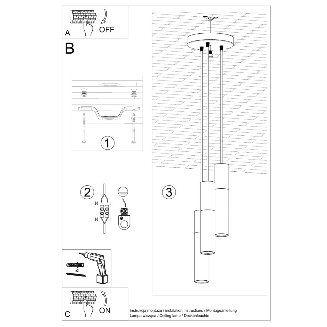 Lampa suspendata BORGIO 3P alb SL.1080