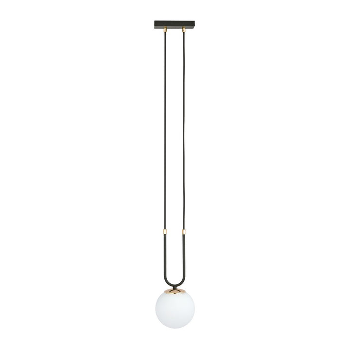 Pendul GLAM 1 negru cu abajur opal