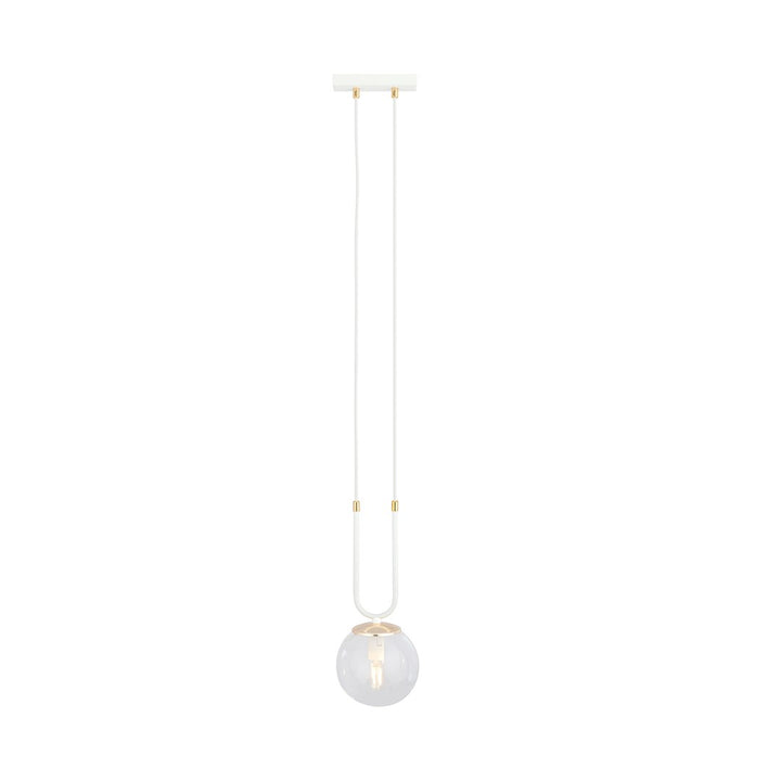 Pendul GLAM 1 alb cu abajur transparent