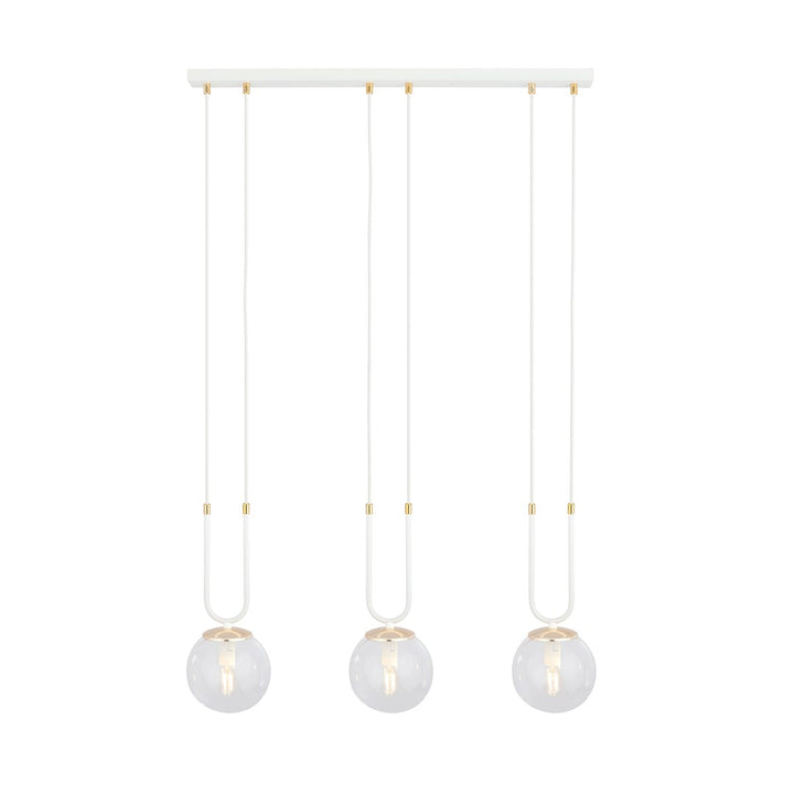 Lustra suspendata GLAM 3 alba/cu abajur transparent