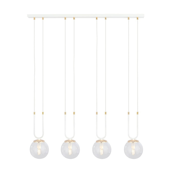 Lustra suspendata GLAM 4 alba/cu abajur transparent