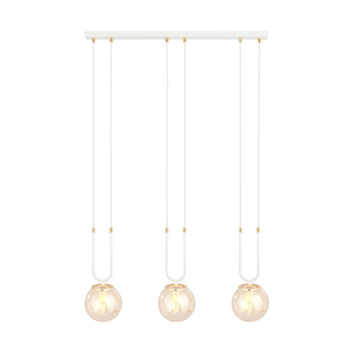 Lustra suspendata GLAM 3 alba/chihlimbar