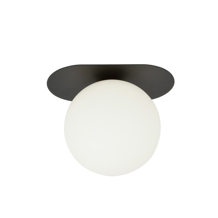 Plafoniera PLAZA 1 neagra cu abajur opal