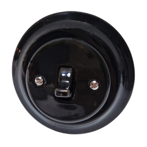 Intrerupator ceramic incastrat simplu negru
