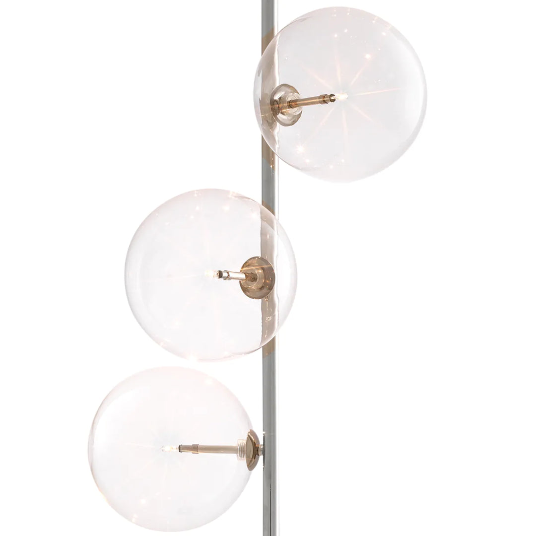 Lampadar cu cinci abajururi sferice din sticla Tempo by Eichholtz