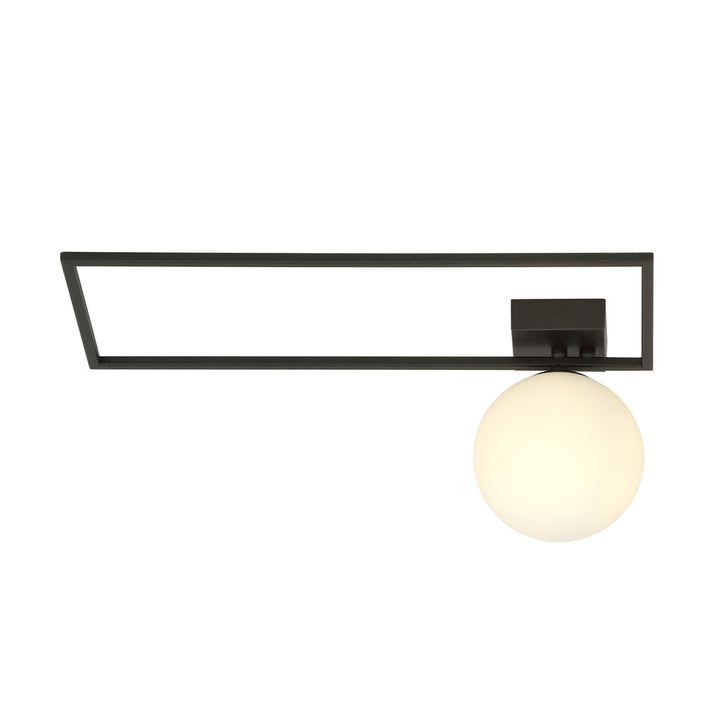 Plafoniera IMAGO 1A neagra cu abajur opal