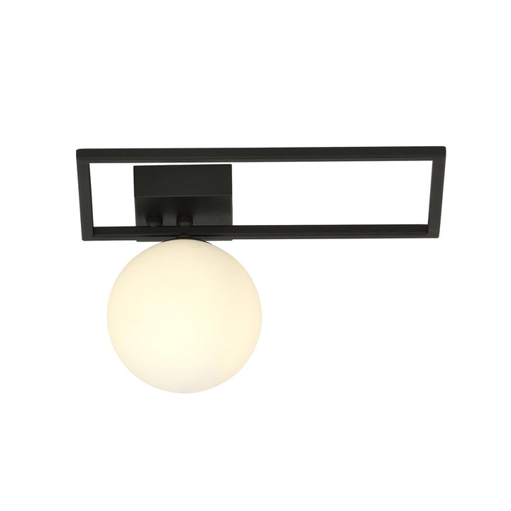 Plafoniera IMAGO 1D neagra cu abajur opal