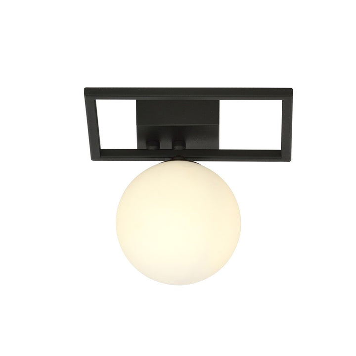 Plafoniera IMAGO 1E neagra cu abajur opal