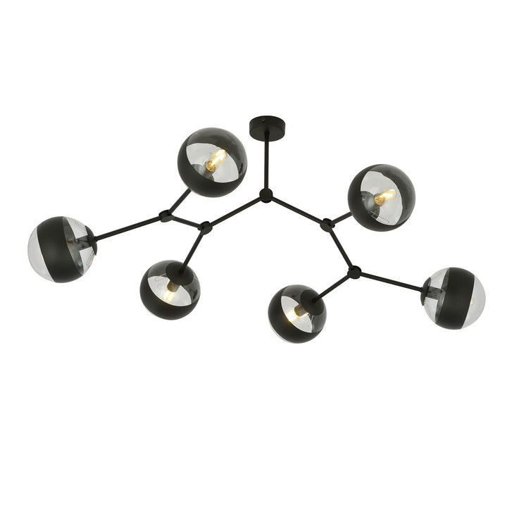 Plafoniera SPACE 6 neagra cu dungi