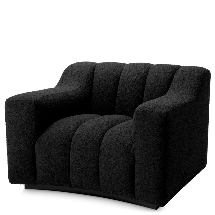 Fotoliu Kelly din Bouclé Black și bază neagră by Eichholtz