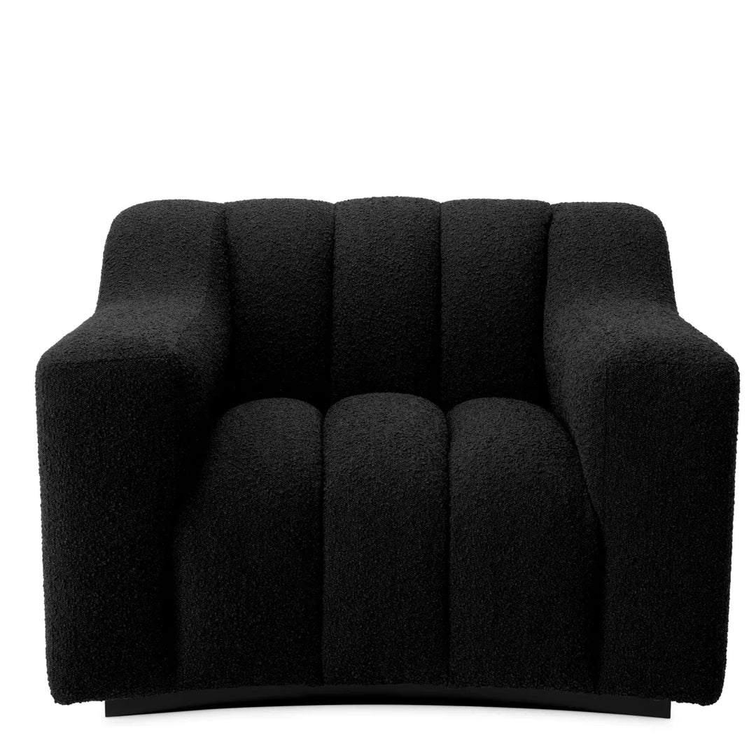 Fotoliu Kelly din Bouclé Black și bază neagră by Eichholtz