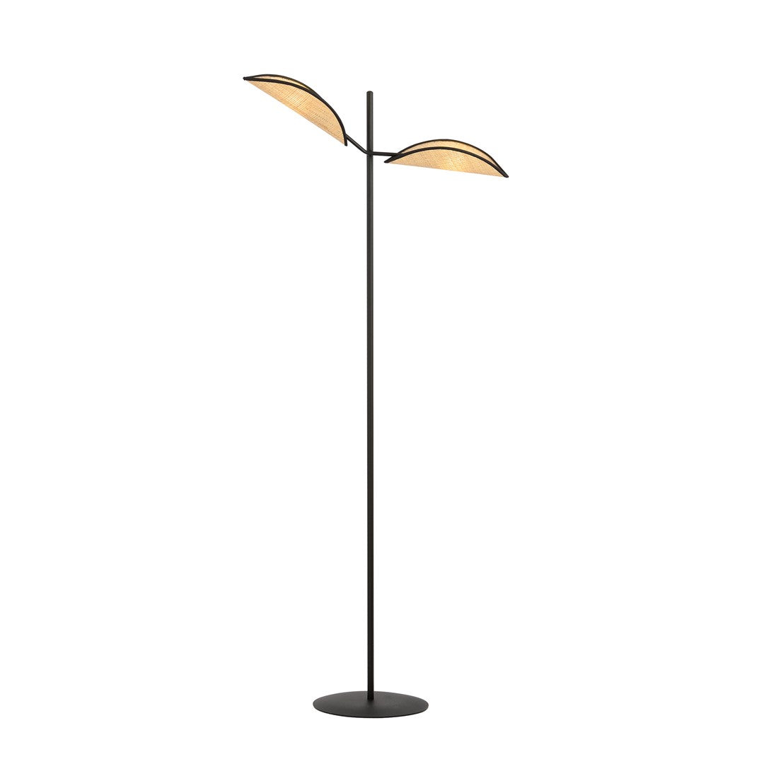 Lampa de podea VENE LP2 neagra si ratan