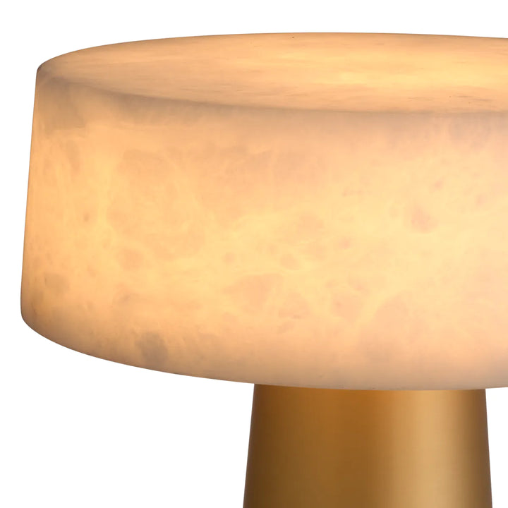 Lampa de masa cu abajur circular din alabastru Cinco by Eichholtz