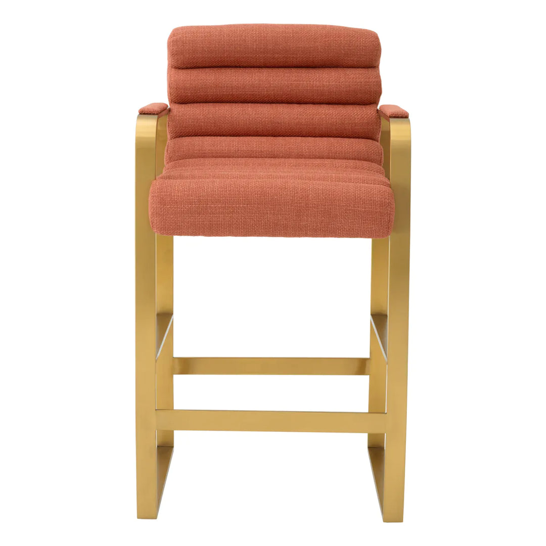 Scaun de bar Olsen din Scalea Orange și alamă periată by Eichholtz