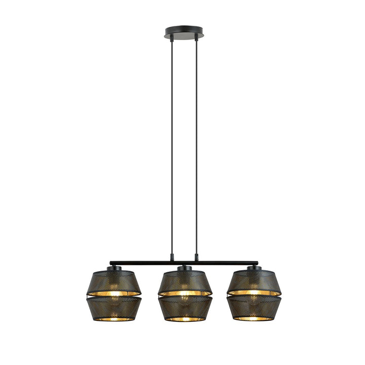 Lustra suspendata MALIA 3 neagra/auriu