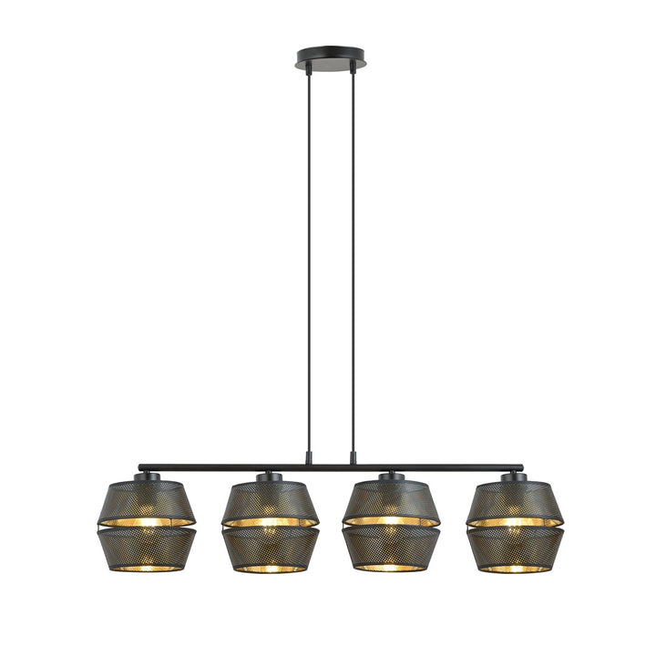Lustra suspendata MALIA 4 neagra/auriu