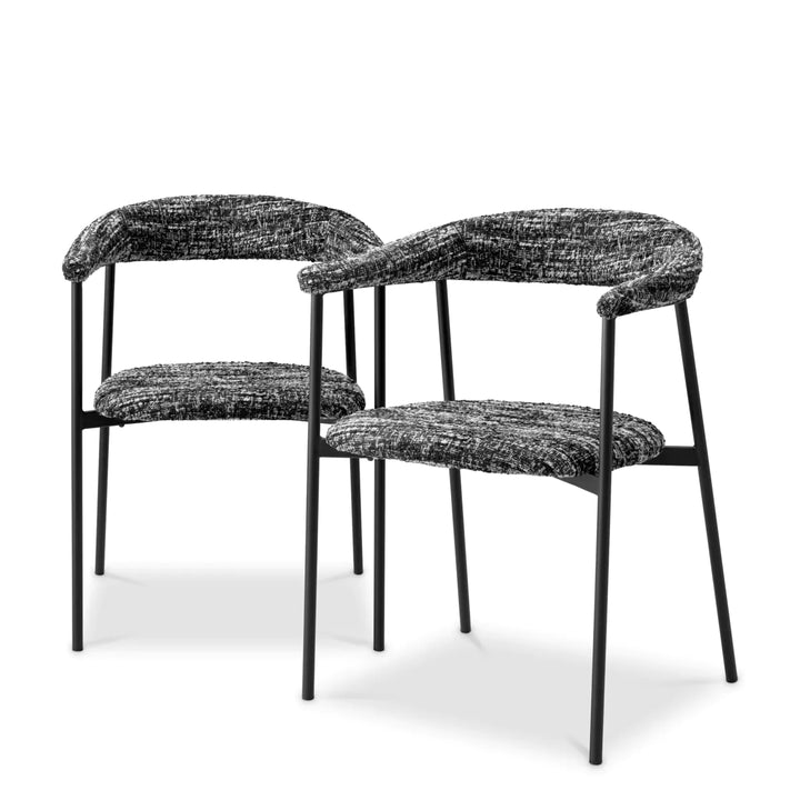 Set de 2 scaune de dining Julio cu tapițerie Bouclé Sonata Black by Eichholtz