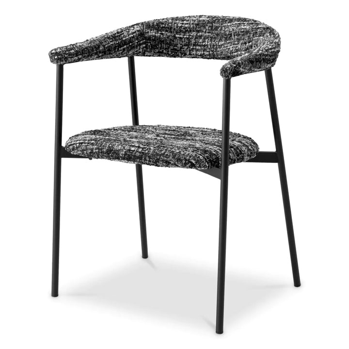 Set de 2 scaune de dining Julio cu tapițerie Bouclé Sonata Black by Eichholtz