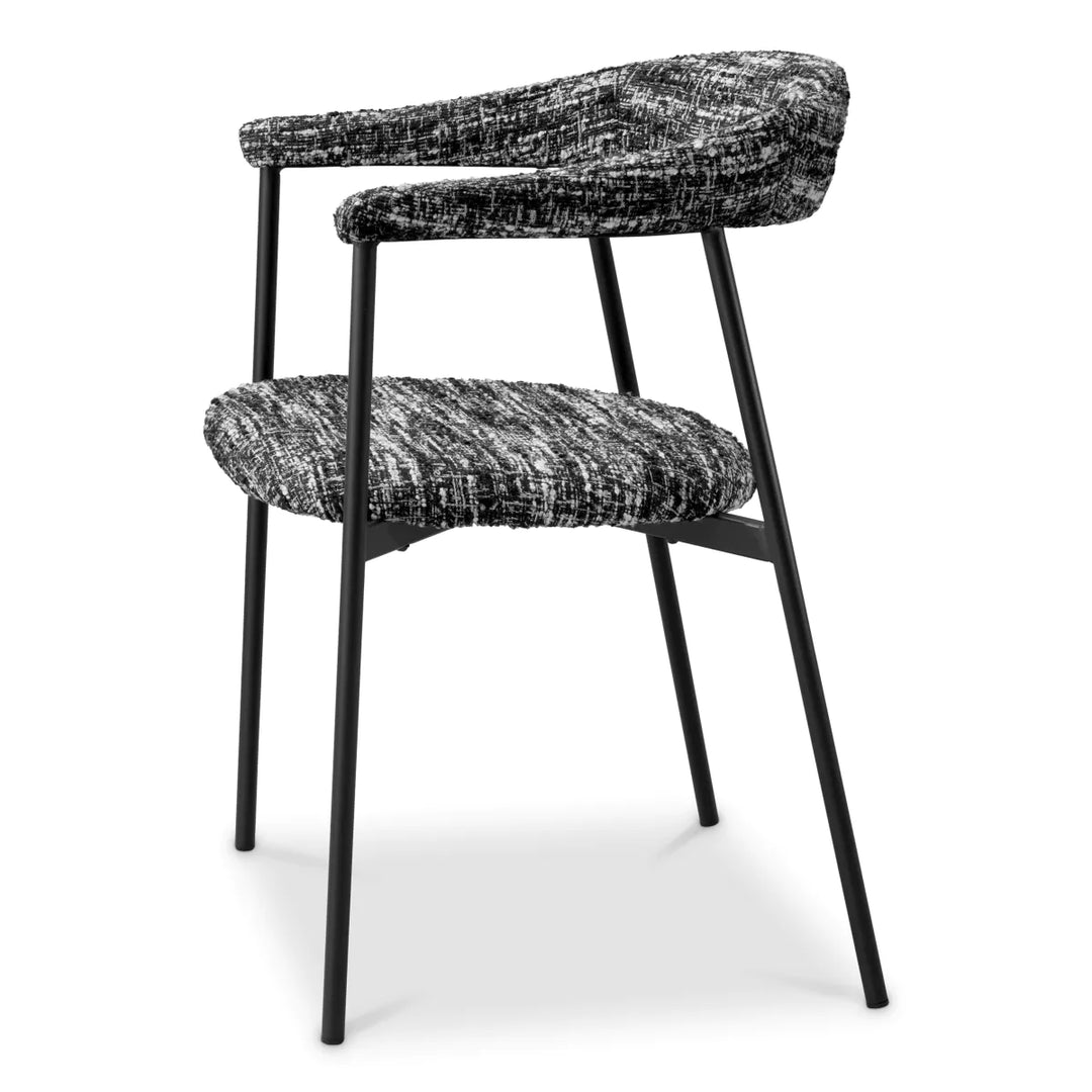 Set de 2 scaune de dining Julio cu tapițerie Bouclé Sonata Black by Eichholtz