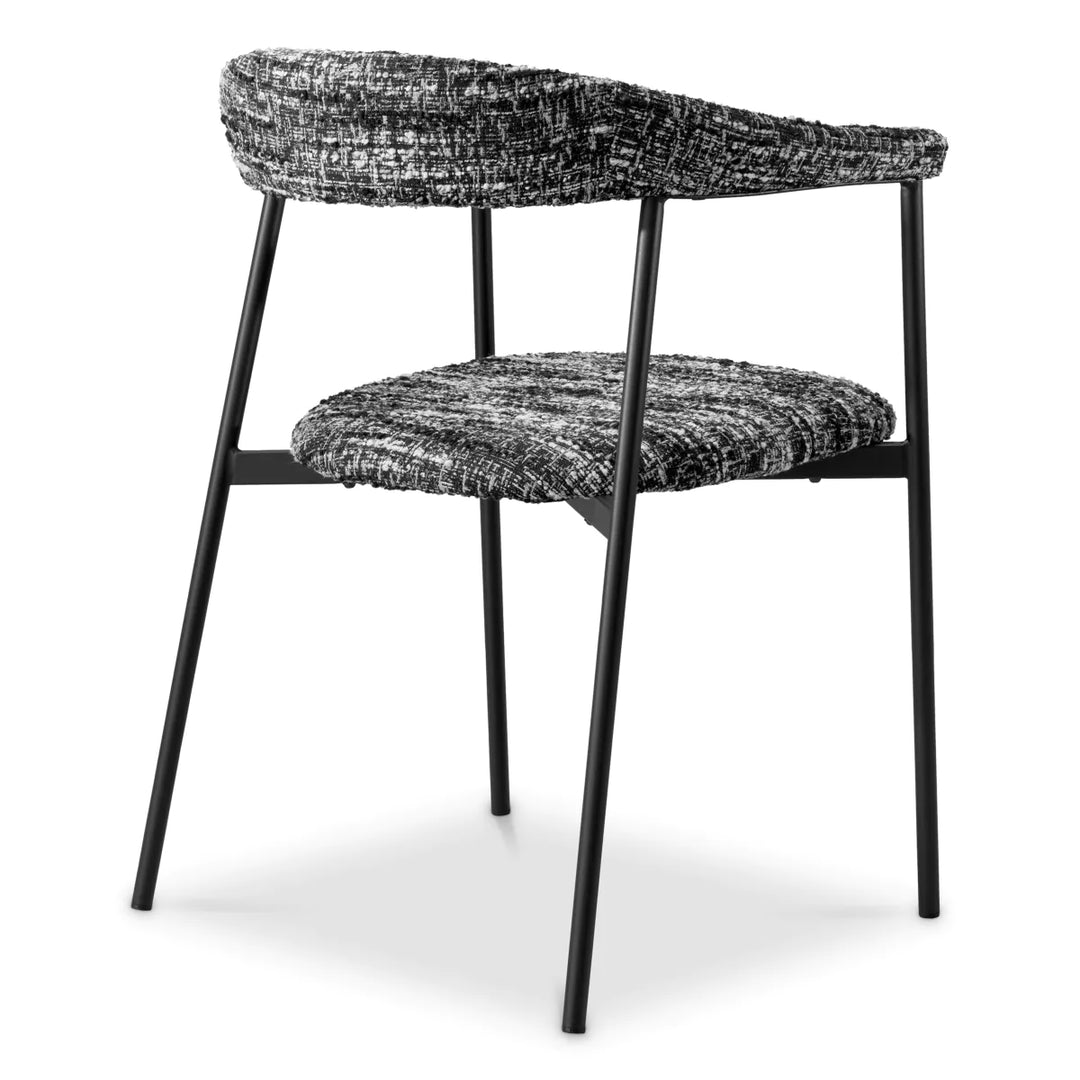 Set de 2 scaune de dining Julio cu tapițerie Bouclé Sonata Black by Eichholtz