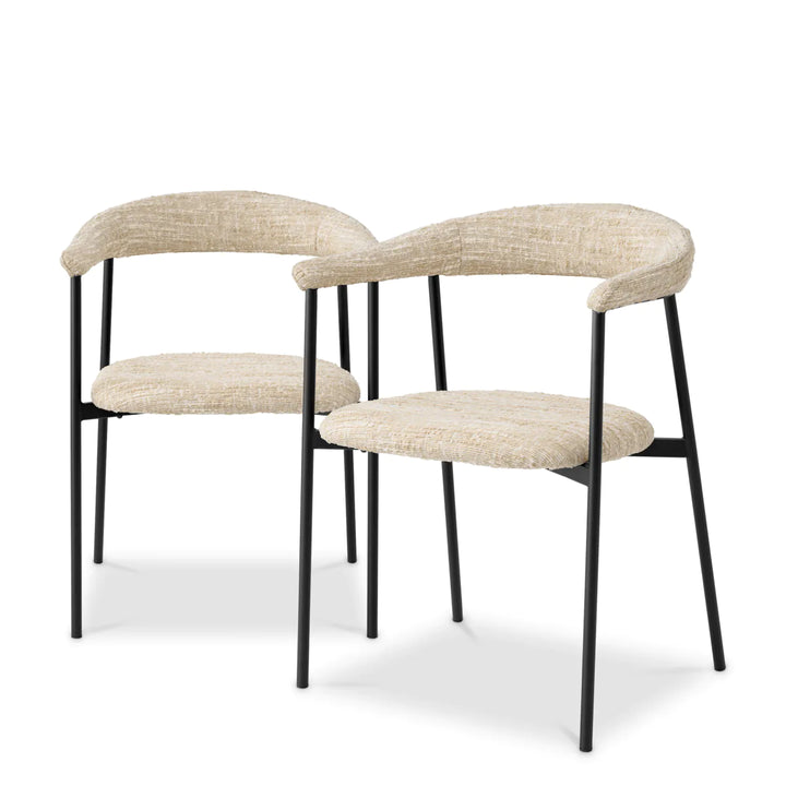 Set de 2 scaune de dining Julio cu tapițerie Bouclé Sonata Crem by Eichholtz