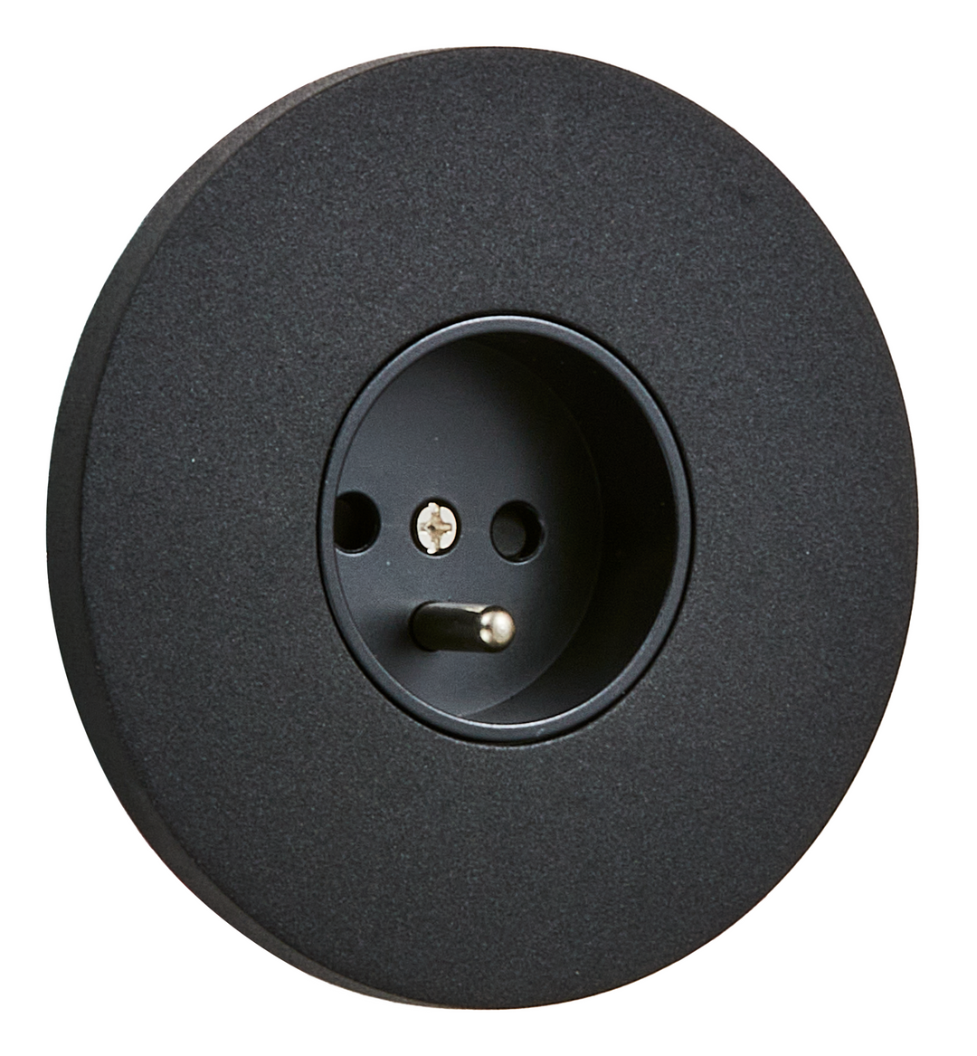 Priza rotunda French negru mat