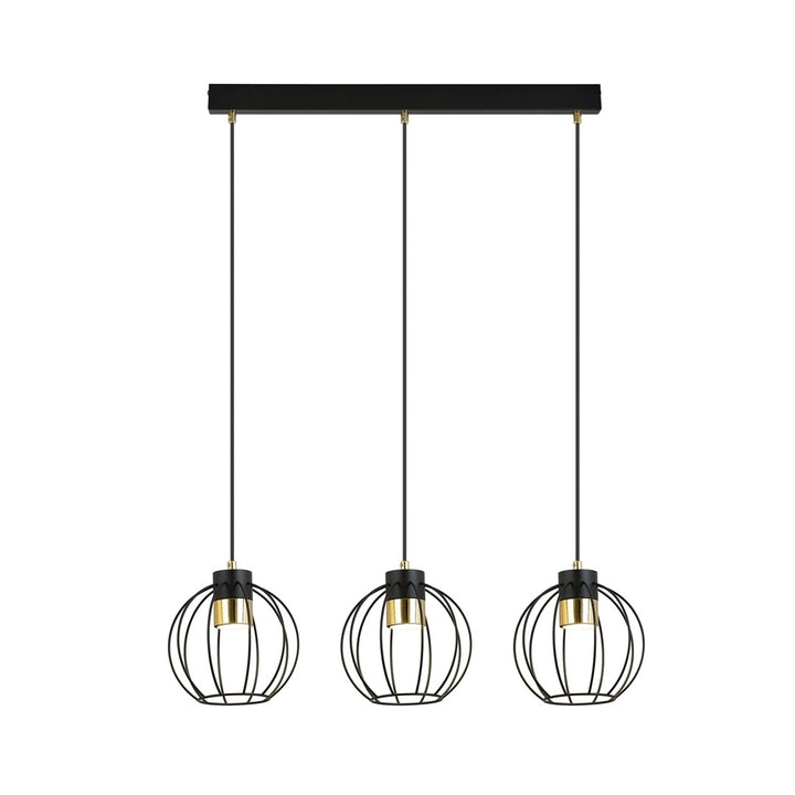 Lustra suspendata cu 3 pendule AJAX 3 neagra/auriu