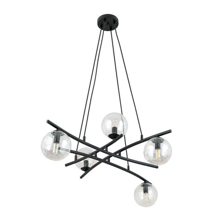 Lustra suspendata ESSA 5 cu abajur transparent
