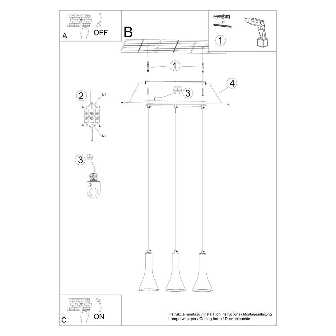 Lampa suspendata REA 3L beton SL.1225