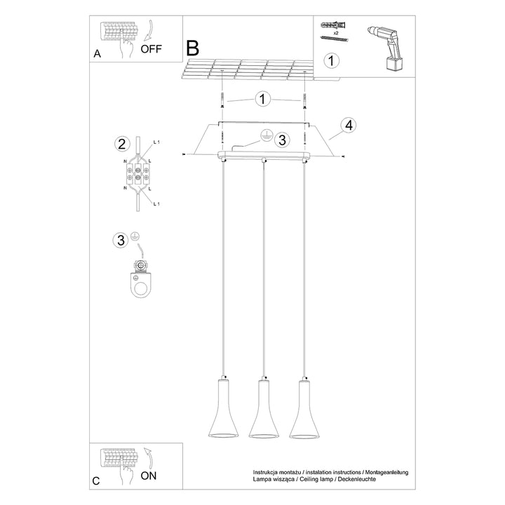 Lampa suspendata REA 3L beton SL.1225