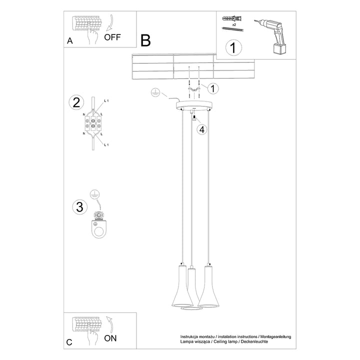 Lampa suspendata REA 3P beton SL.1226