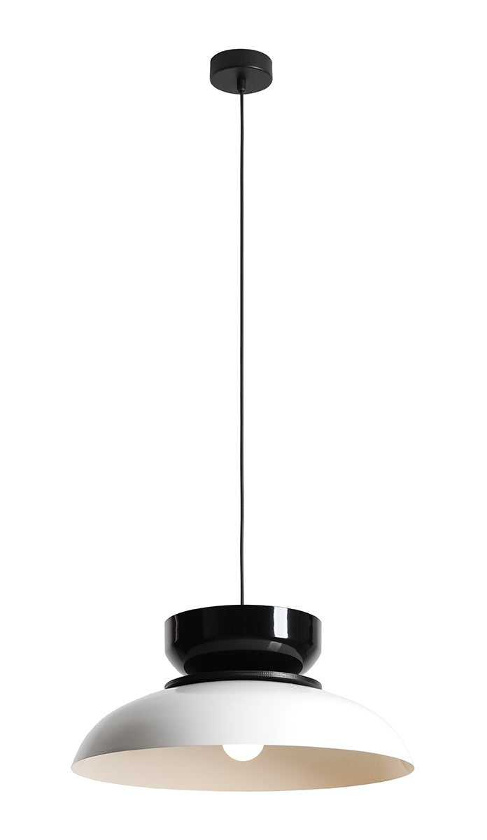 Lampa suspendata ALDO DARK Alba GLOSS + Neagra GLOSS (47+ 23+ wood)