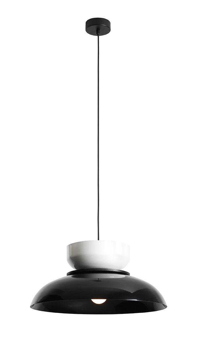 Lampa suspendata ALDO DARK Neagra GLOSS + Alba GLOSS (47+ 23+ wood)