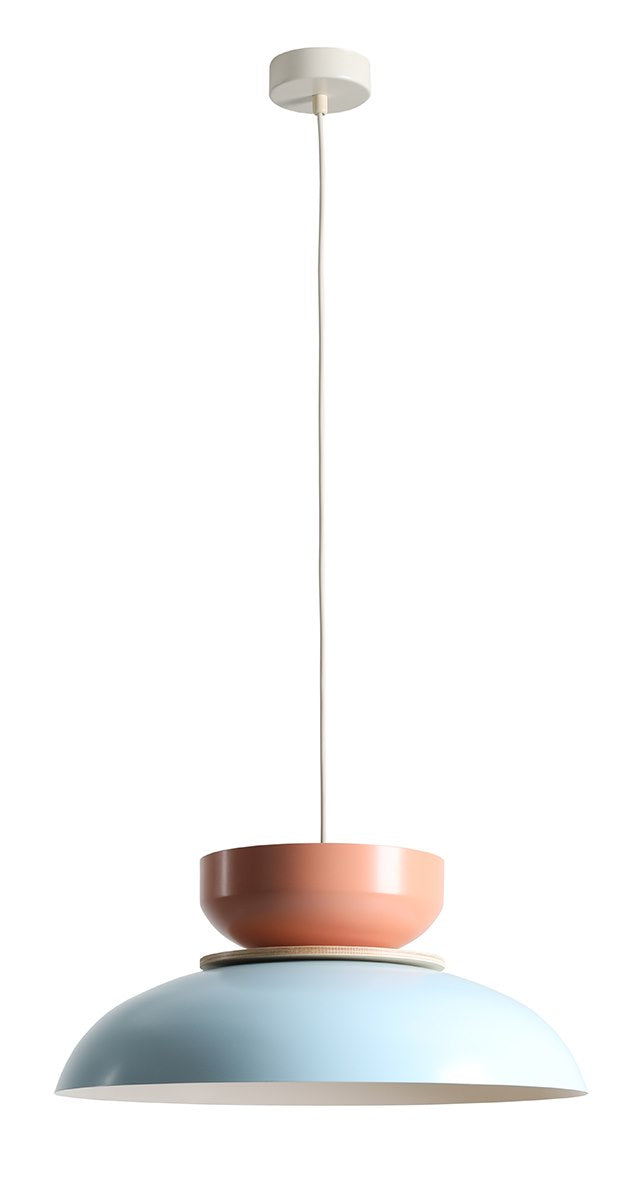 Lampa suspendata ALDO LIGHT BABY BLUE + CORAL (47+ 23+ wood)