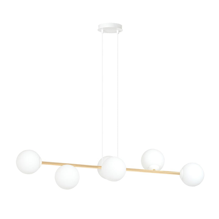 Lustra suspendata GRAVITY 6 alba auriu
