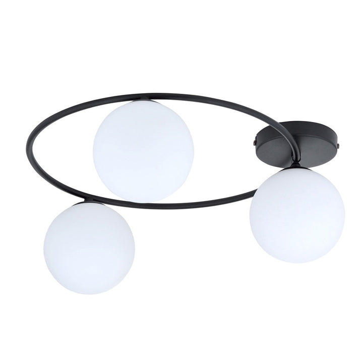 Plafoniera SOPRA 3 neagra cu abajur opal