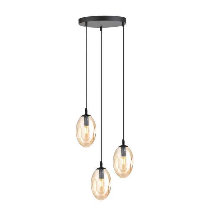 Lustra suspendata ASTRAL 3 neagra PREMIUM chihlimbar