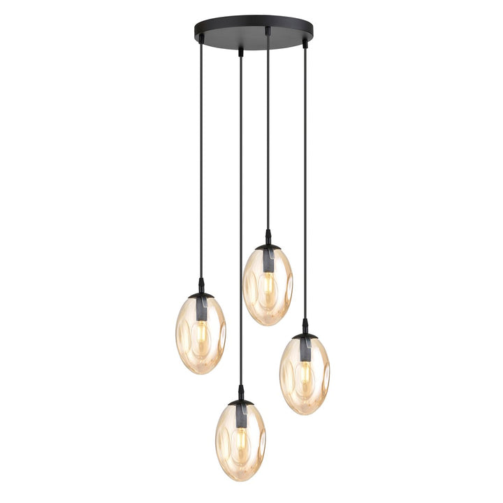 Lustra suspendata ASTRAL 4 neagra PREMIUM chihlimbar