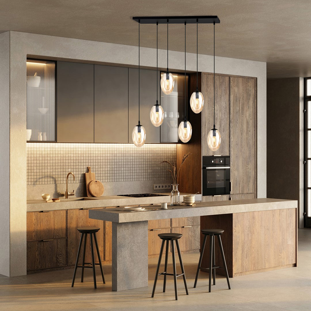 Lustra suspendata ASTRAL 6 BL chihlimbar