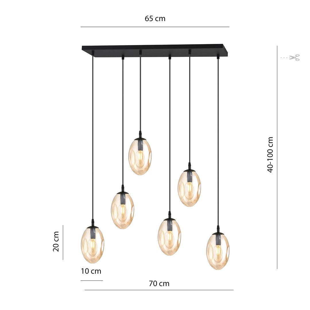 Lustra suspendata ASTRAL 6 BL chihlimbar
